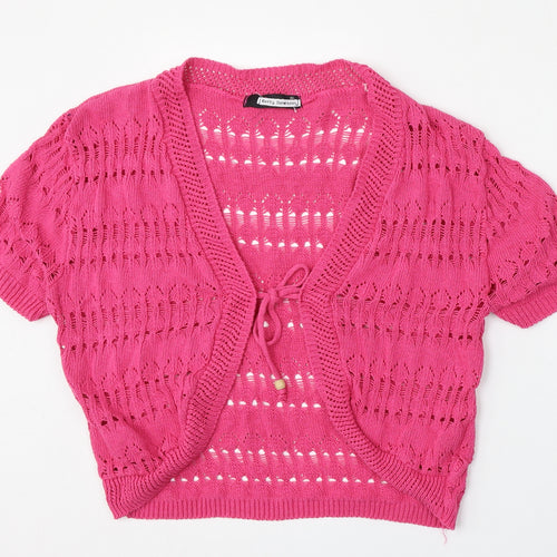 Figaro Womens Pink V-Neck  Cotton Cardigan Jumper Size M