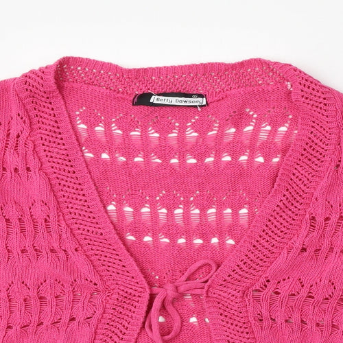 Figaro Womens Pink V-Neck  Cotton Cardigan Jumper Size M