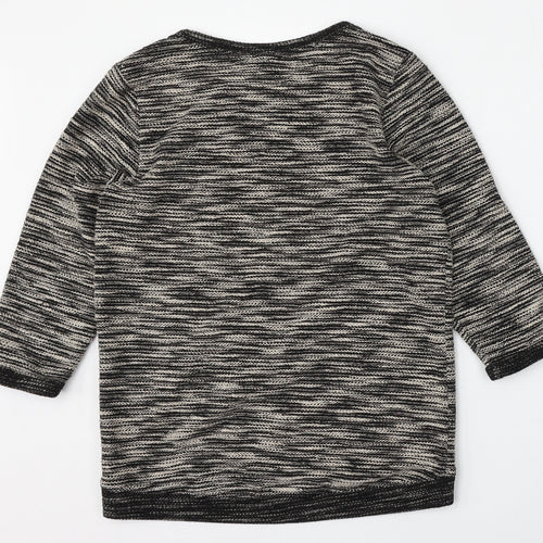 H&M Womens Grey Round Neck Striped Polyester Pullover Jumper Size XS