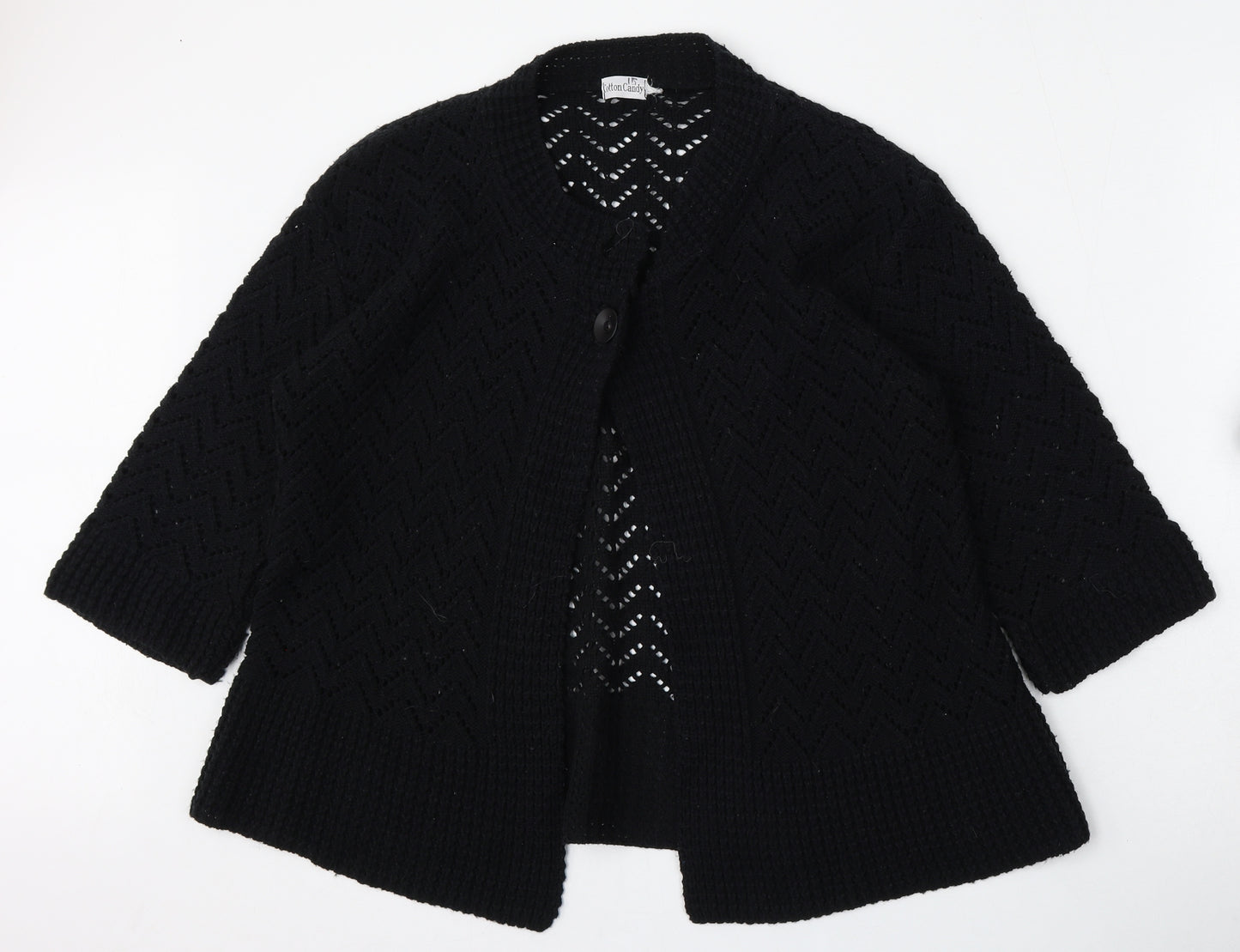 Cotton Candy Womens Black V-Neck  Acrylic Pullover Jumper Size XL