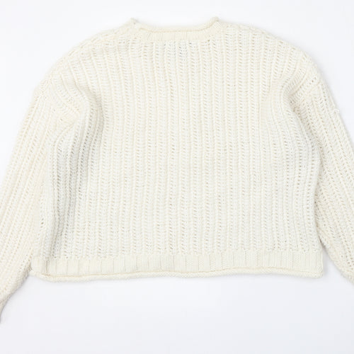 New Look Womens Beige Round Neck  Acrylic Pullover Jumper Size M