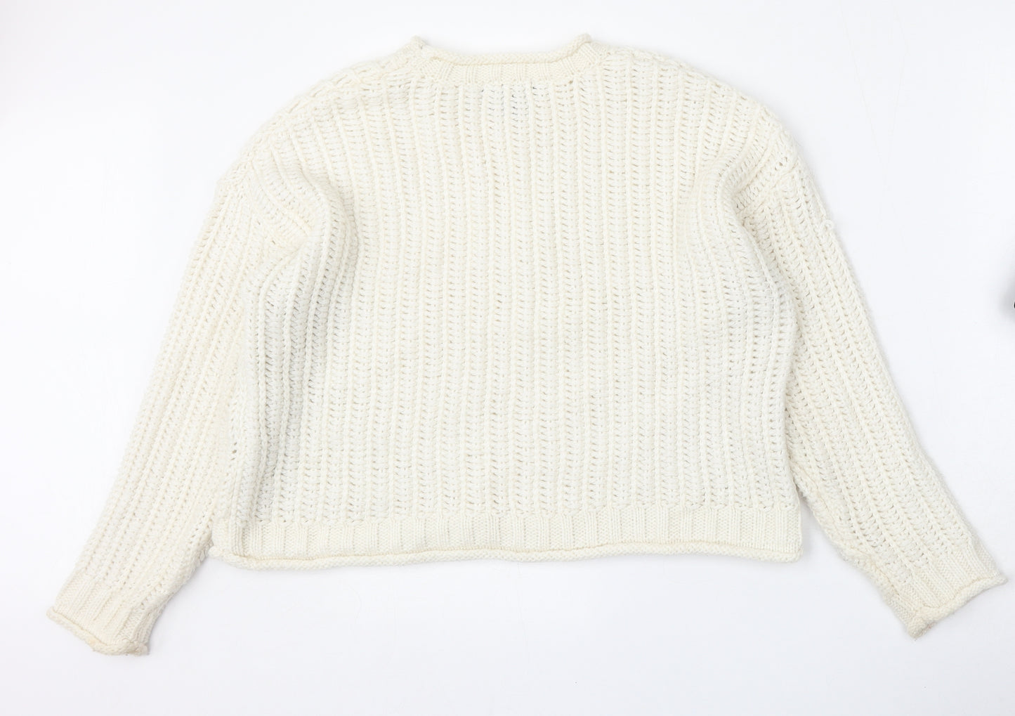 New Look Womens Beige Round Neck  Acrylic Pullover Jumper Size M