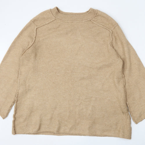 Zara Womens Beige Round Neck  Acrylic Pullover Jumper Size S