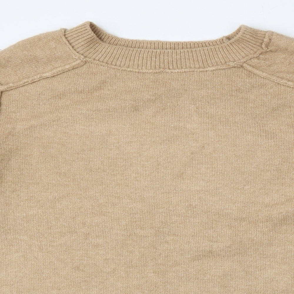Zara Womens Beige Round Neck  Acrylic Pullover Jumper Size S