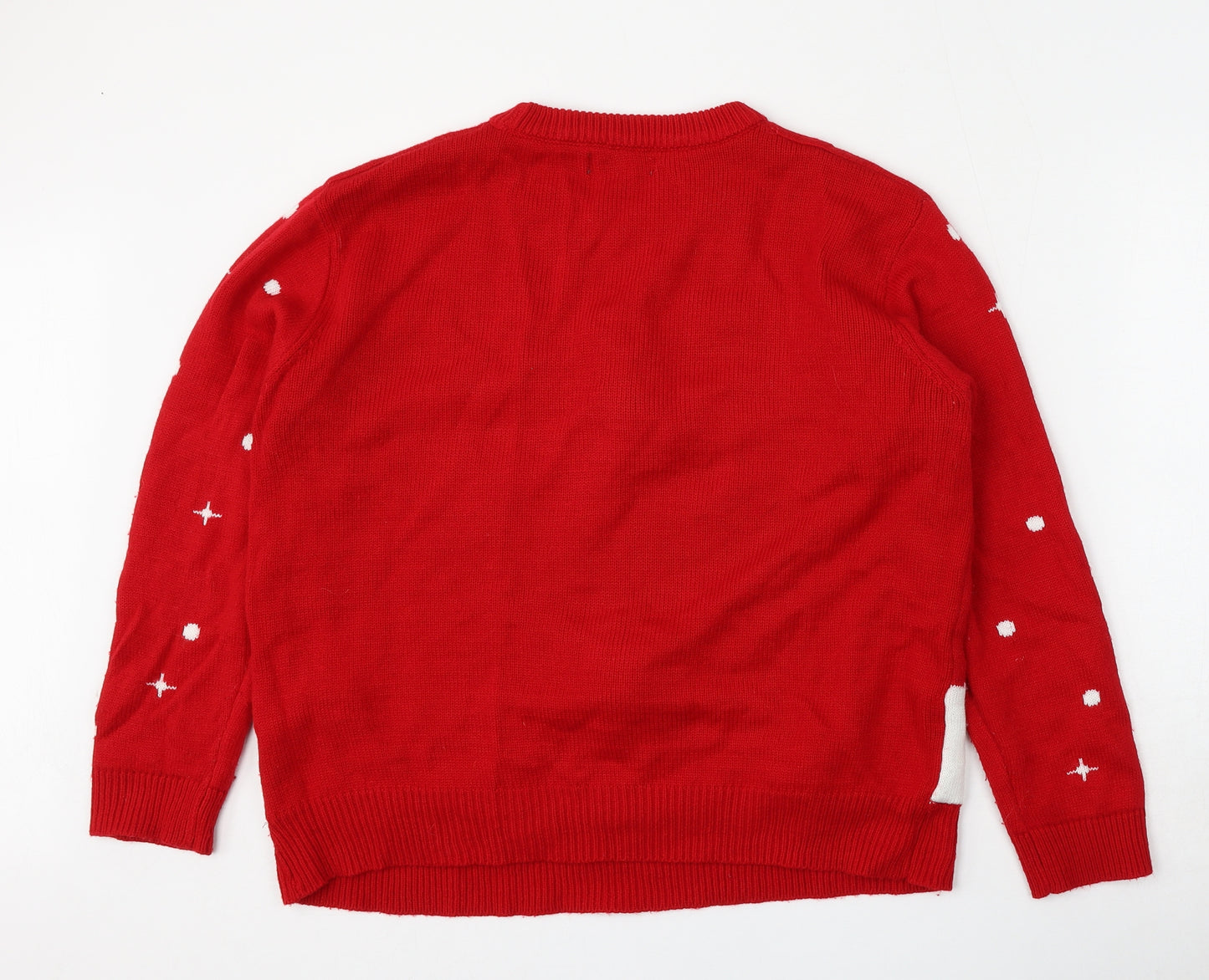Primark Womens Red Round Neck  Acrylic Pullover Jumper Size L   - Christmas