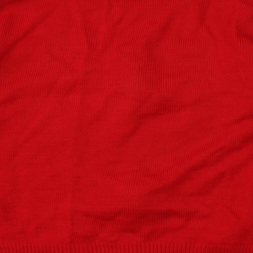 Primark Womens Red Round Neck  Acrylic Pullover Jumper Size L   - Christmas
