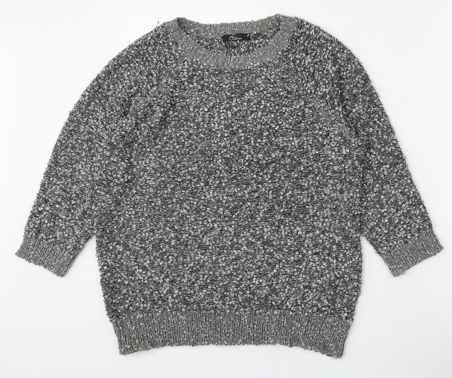 BM Collection Womens Grey Round Neck  Polyester Pullover Jumper Size M