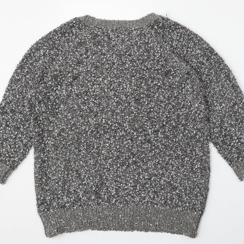 BM Collection Womens Grey Round Neck  Polyester Pullover Jumper Size M
