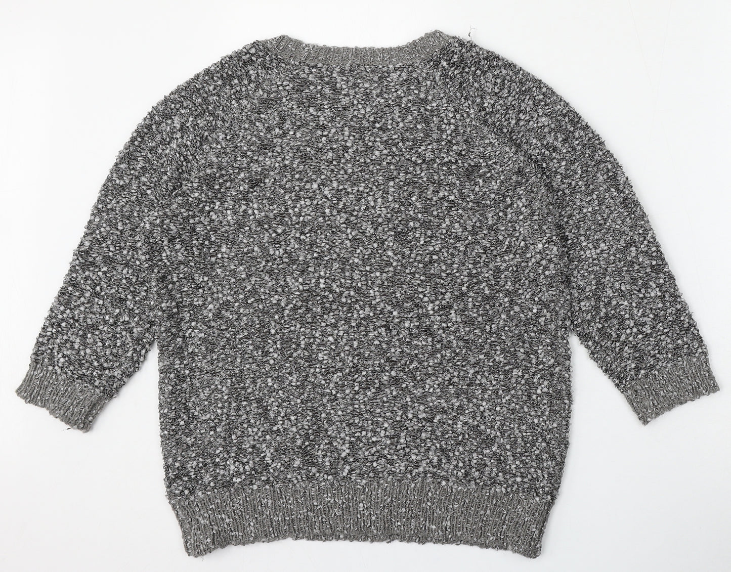 BM Collection Womens Grey Round Neck  Polyester Pullover Jumper Size M
