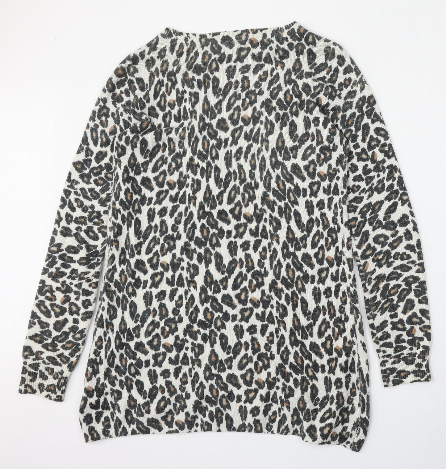 Topshop Womens Multicoloured Round Neck Animal Print Acrylic Pullover Jumper Size 12