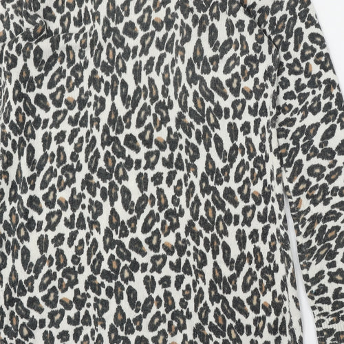 Topshop Womens Multicoloured Round Neck Animal Print Acrylic Pullover Jumper Size 12