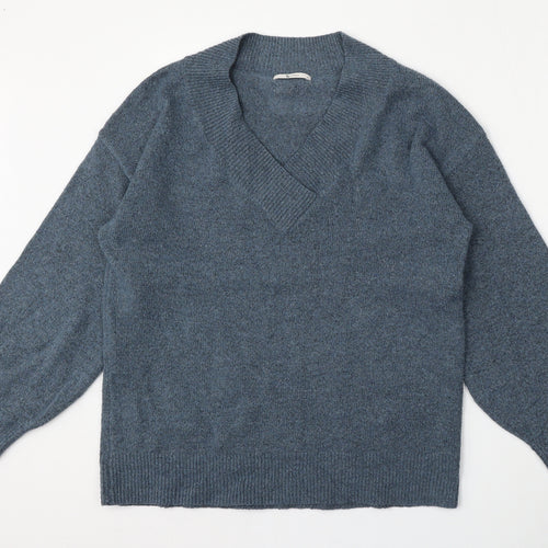 TU Mens Blue V-Neck  Acrylic Pullover Jumper Size M