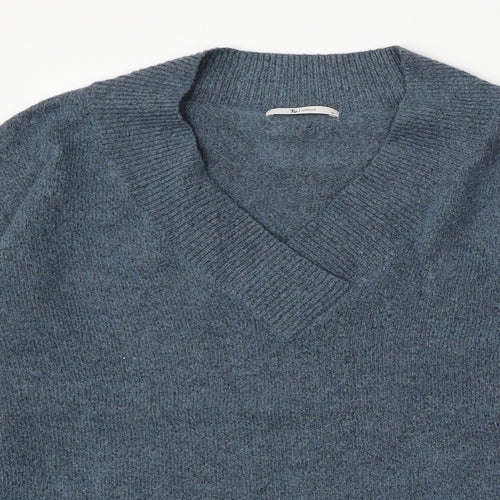 TU Mens Blue V-Neck  Acrylic Pullover Jumper Size M