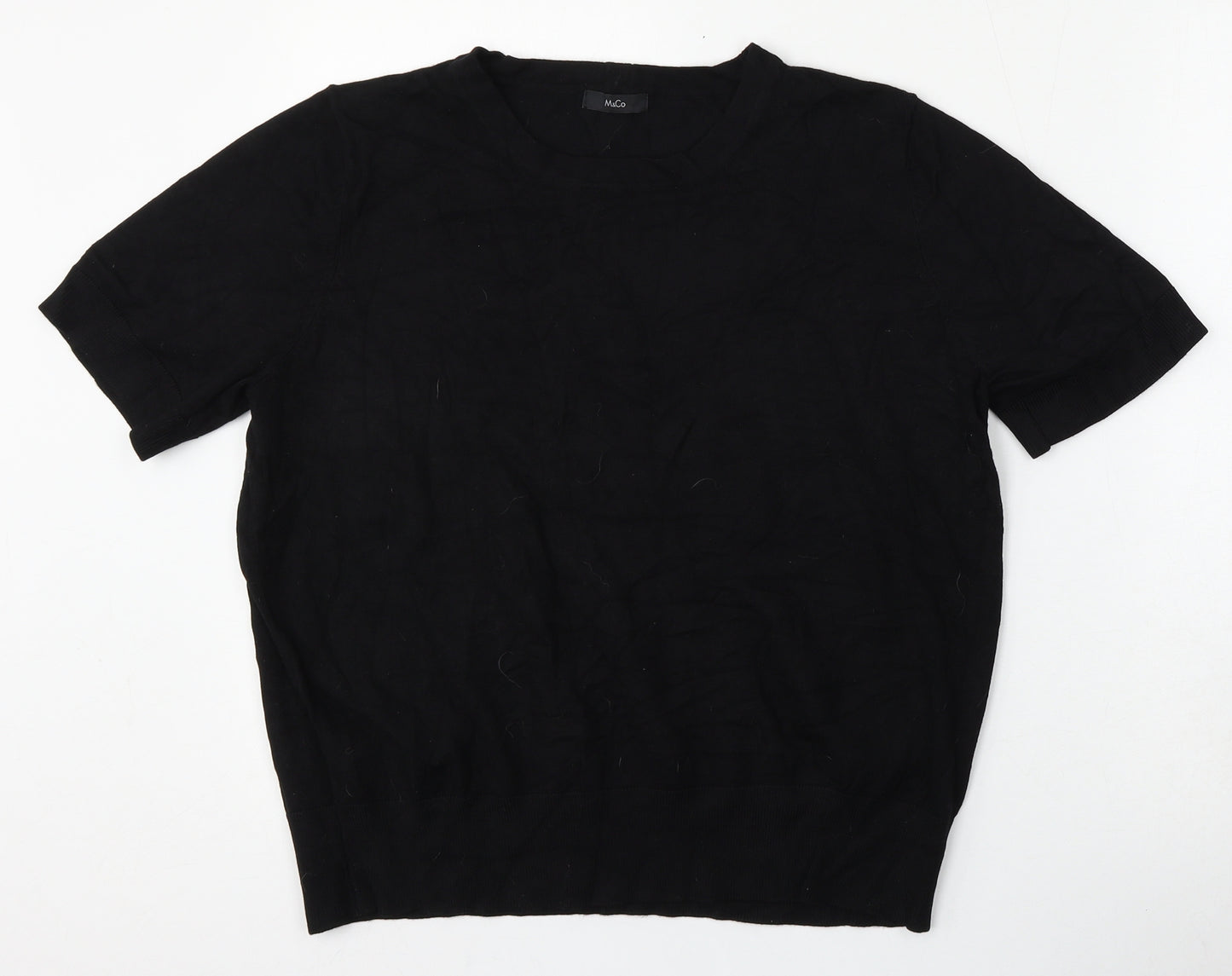 M&Co Womens Black Round Neck  Viscose Pullover Jumper Size 20