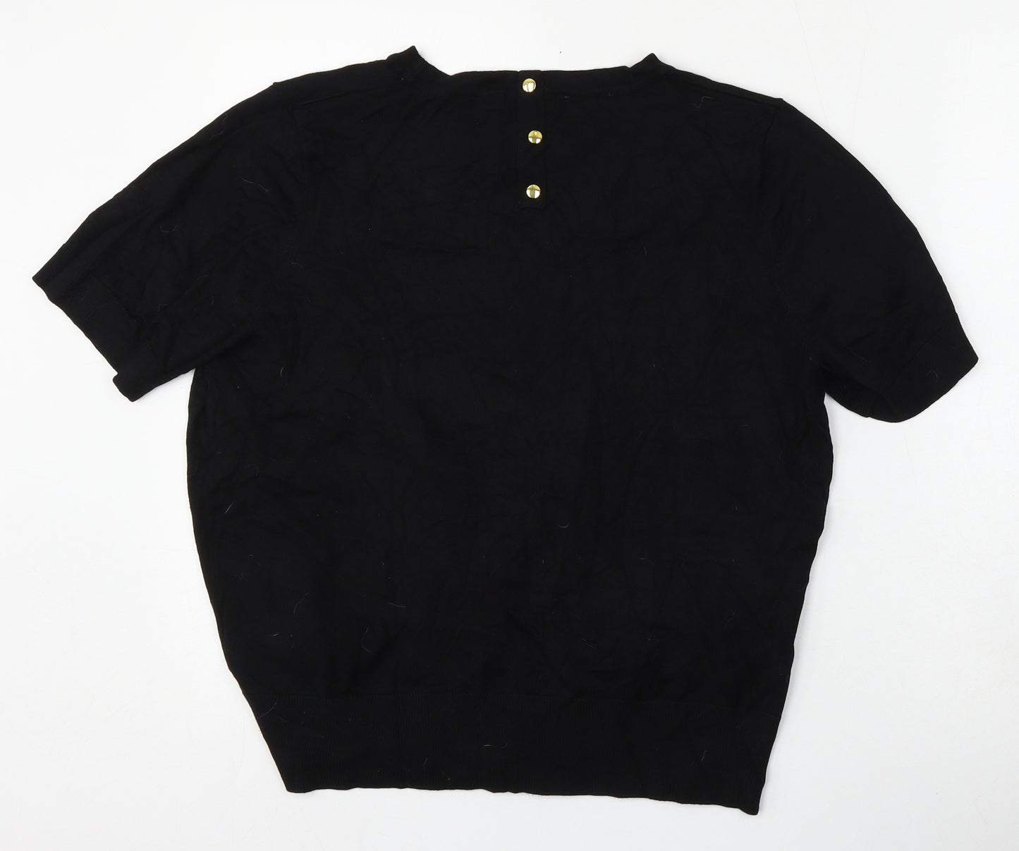 M&Co Womens Black Round Neck  Viscose Pullover Jumper Size 20