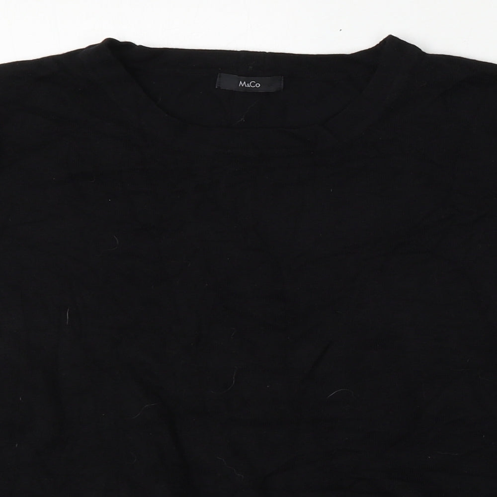 M&Co Womens Black Round Neck  Viscose Pullover Jumper Size 20