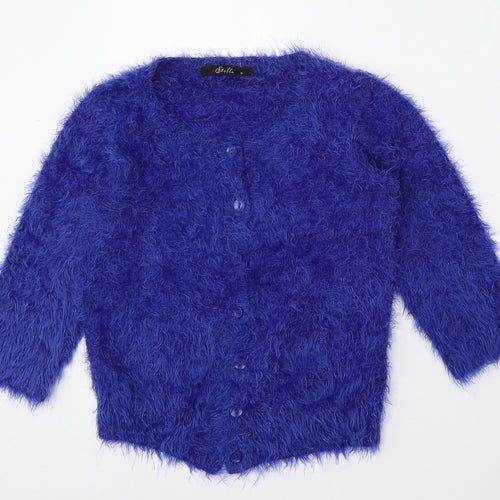 Stella Womens Blue Round Neck  Cotton Cardigan Jumper Size S