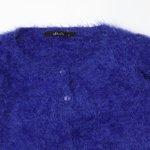 Stella Womens Blue Round Neck  Cotton Cardigan Jumper Size S