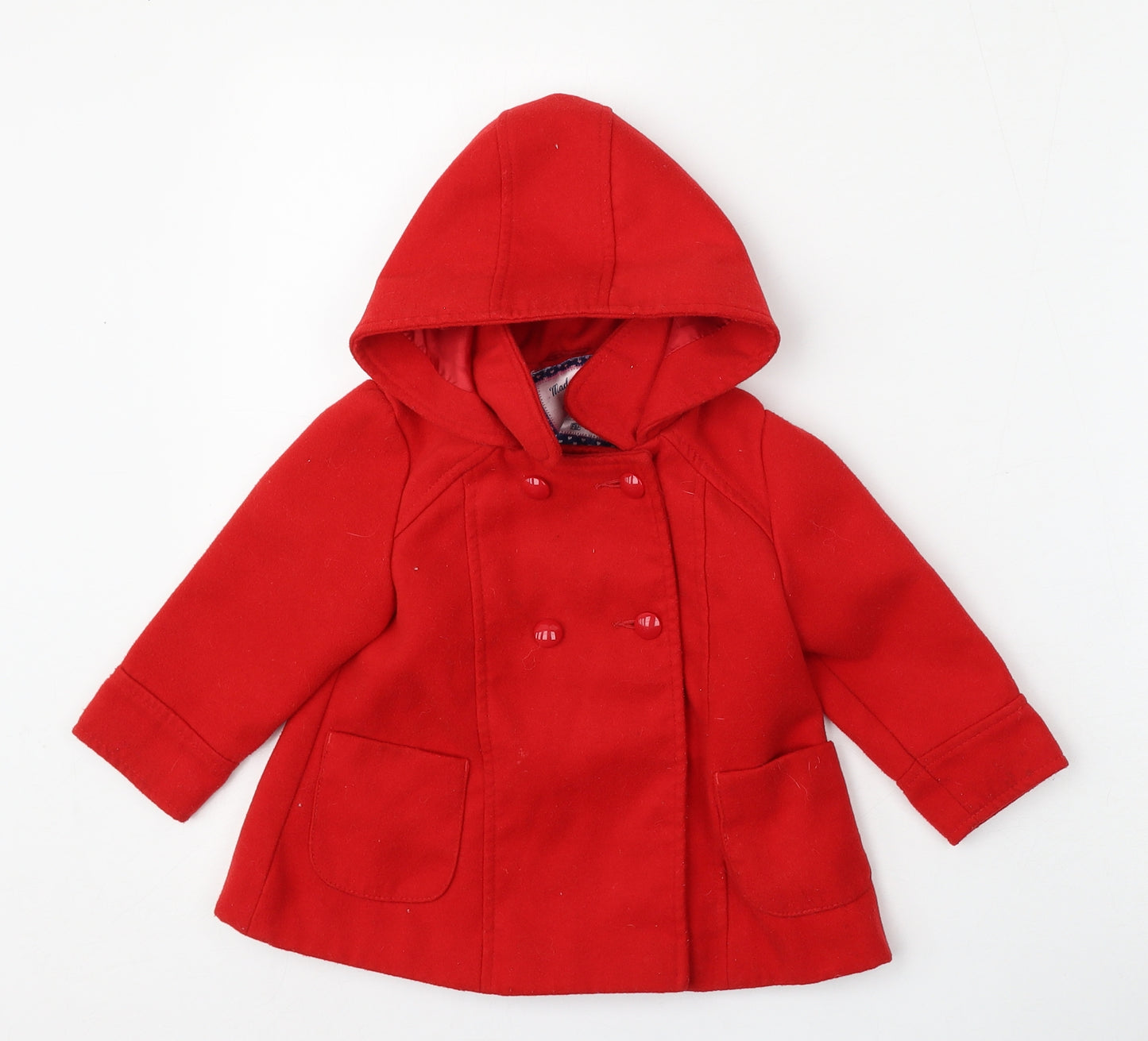 F&F Girls Red   Jacket  Size 12-18 Months   Button