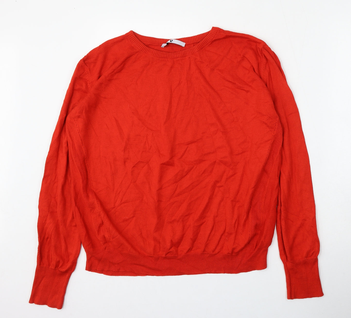 Very Womens Orange Round Neck  Cotton Pullover Jumper Size 16