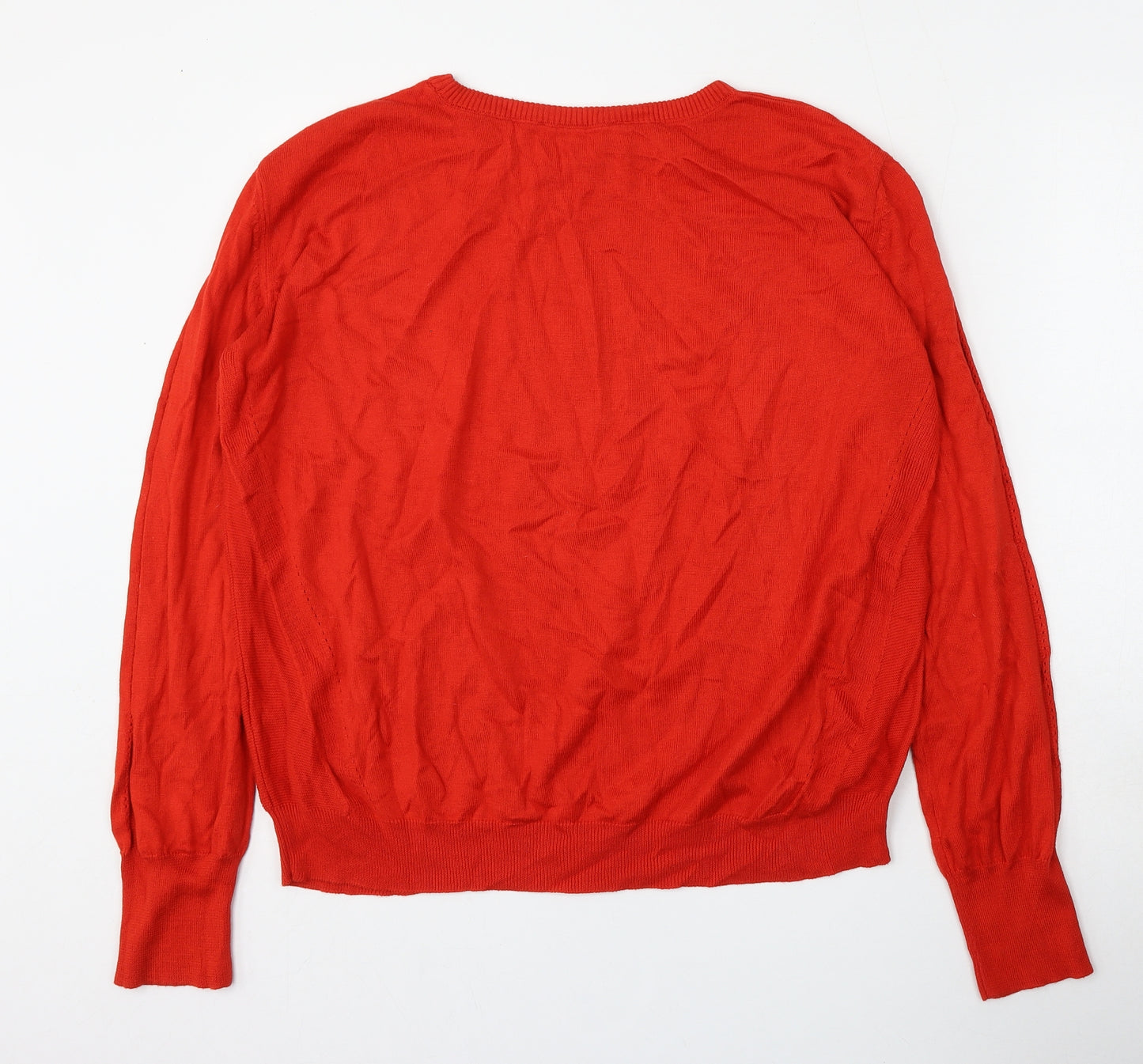 Very Womens Orange Round Neck  Cotton Pullover Jumper Size 16