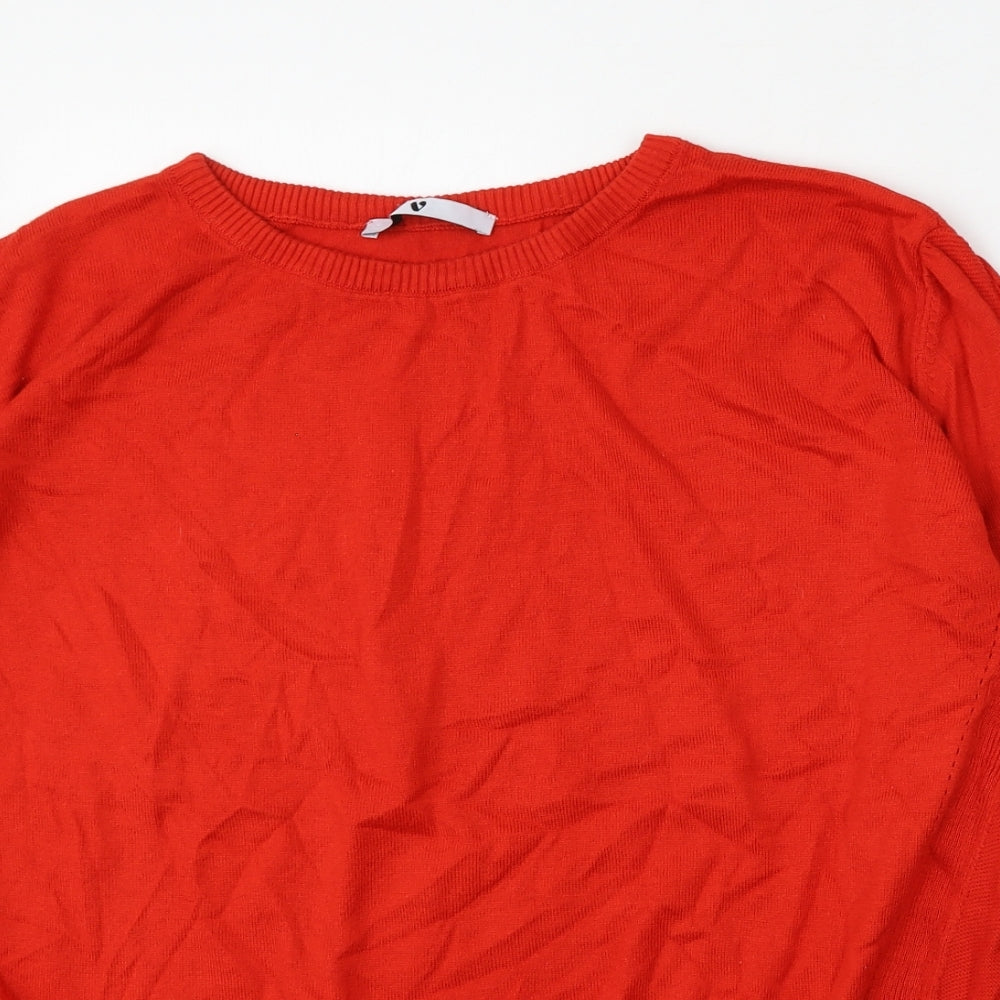 Very Womens Orange Round Neck  Cotton Pullover Jumper Size 16