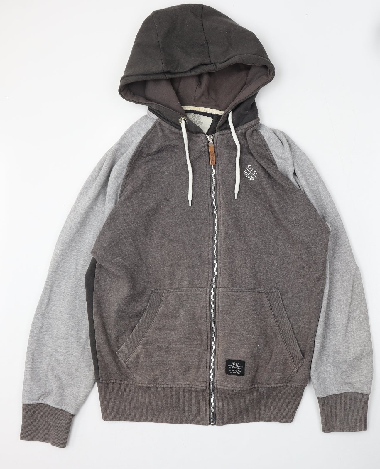 Crosshatch Mens Grey  Polyester Full Zip Hoodie Size M