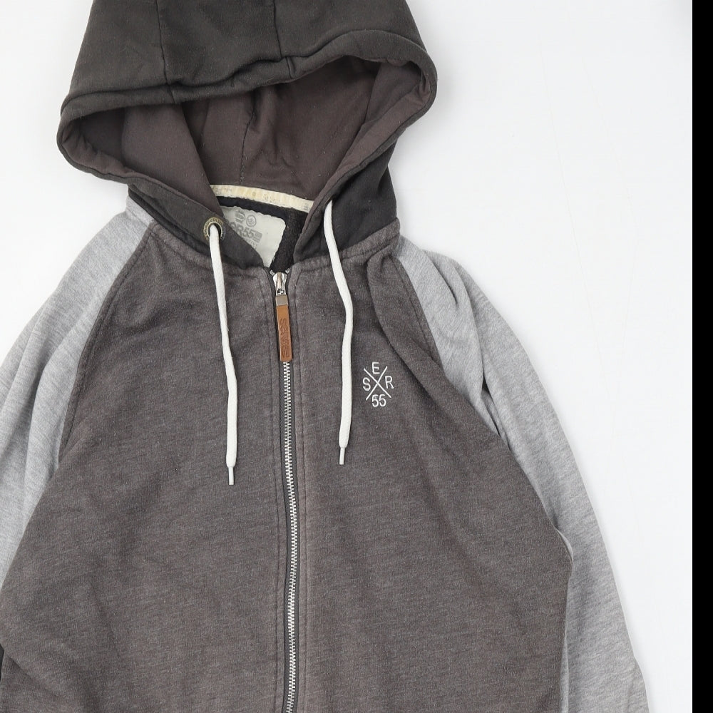 Crosshatch Mens Grey  Polyester Full Zip Hoodie Size M