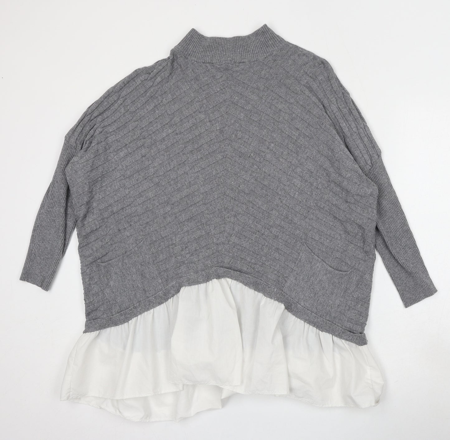 Cameo Womens Grey Round Neck  Viscose Pullover Jumper Size S