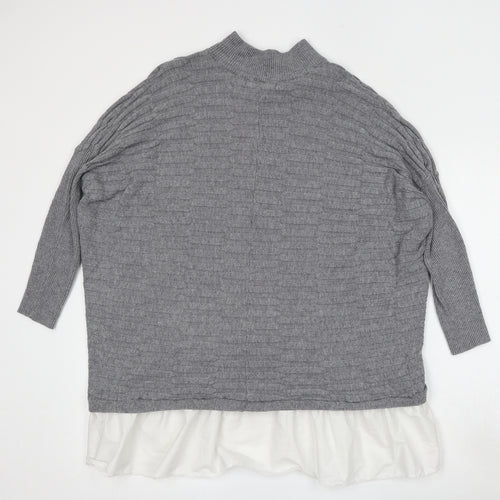 Cameo Womens Grey Round Neck  Viscose Pullover Jumper Size S