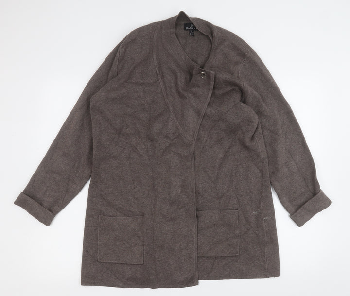 Marble Womens Brown Jacket Coatigan Size 12 Hook & Eye