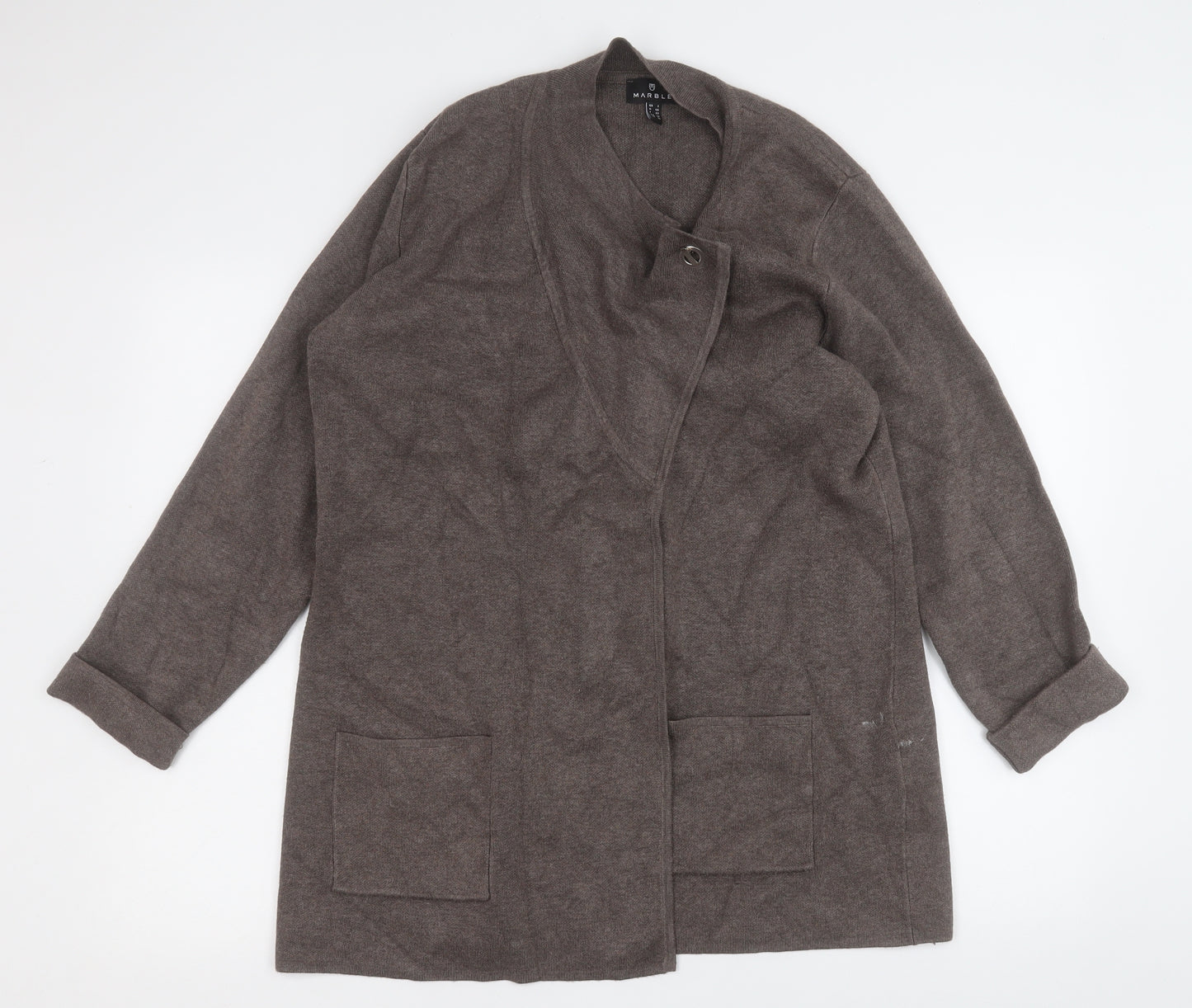 Marble Womens Brown   Jacket Coatigan Size 12  Hook & Eye