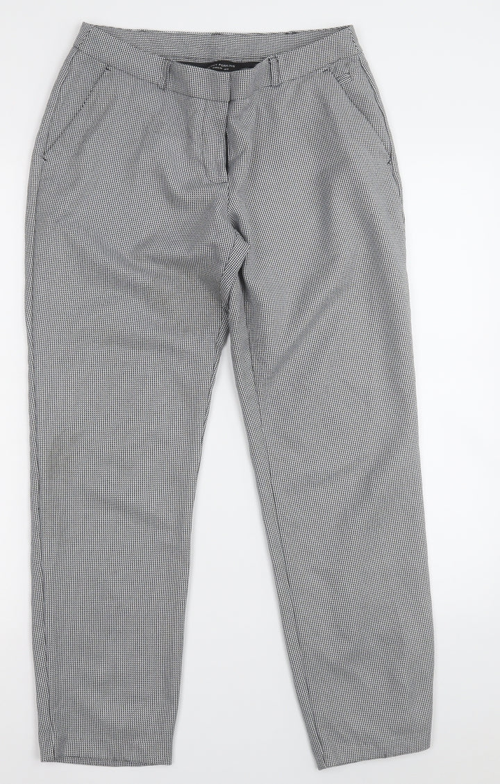 Dorothy Perkins Womens Grey Check Polyester Dress Pants Trousers Size 8 L24 in Regular Zip