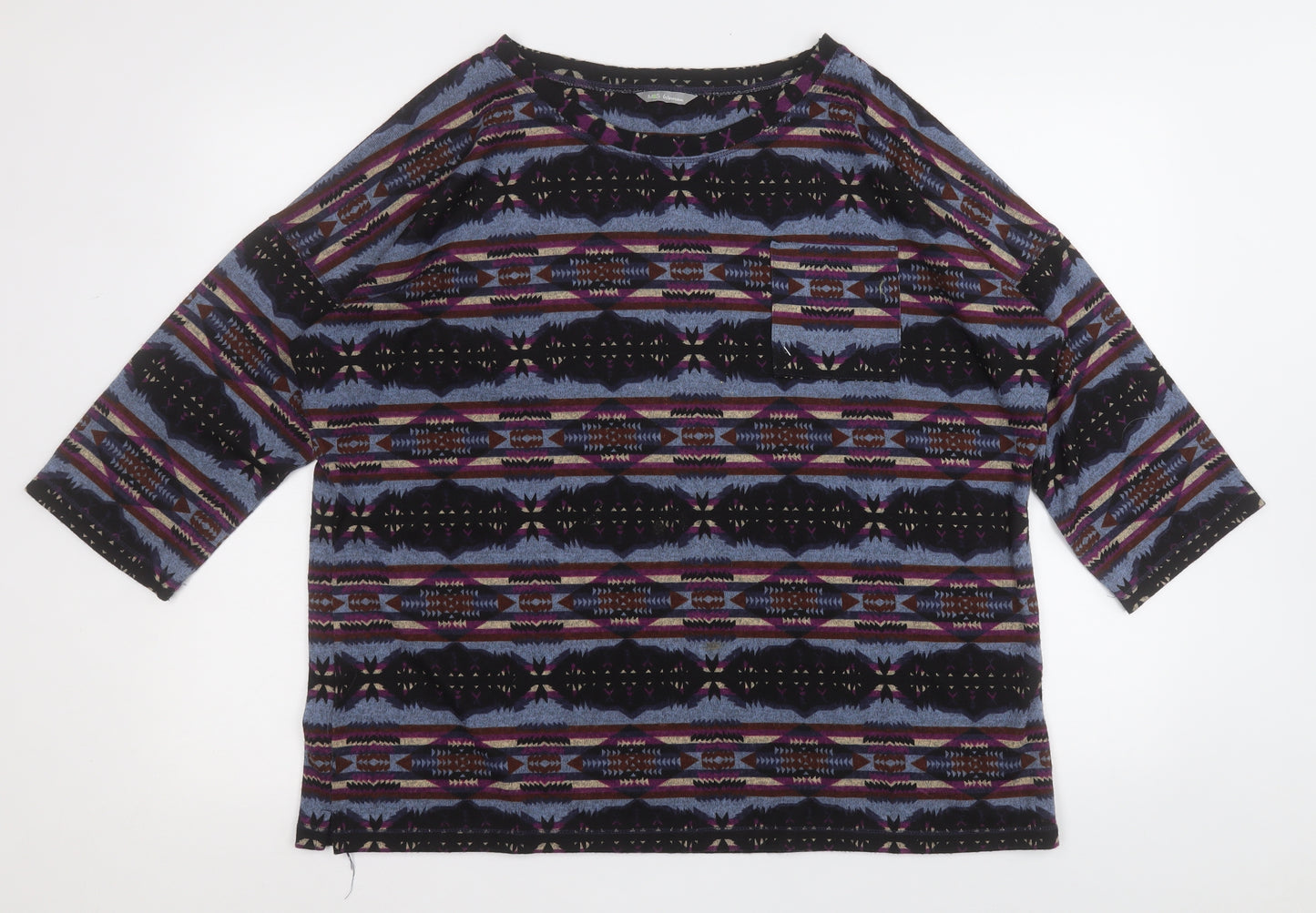 Marks and Spencer Womens Multicoloured Round Neck Geometric Acrylic Pullover Jumper Size 2XL