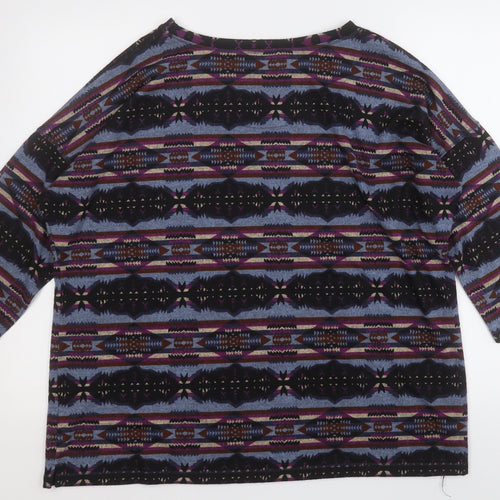Marks and Spencer Womens Multicoloured Round Neck Geometric Acrylic Pullover Jumper Size 2XL