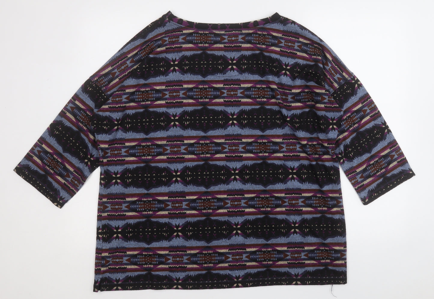 Marks and Spencer Womens Multicoloured Round Neck Geometric Acrylic Pullover Jumper Size 2XL
