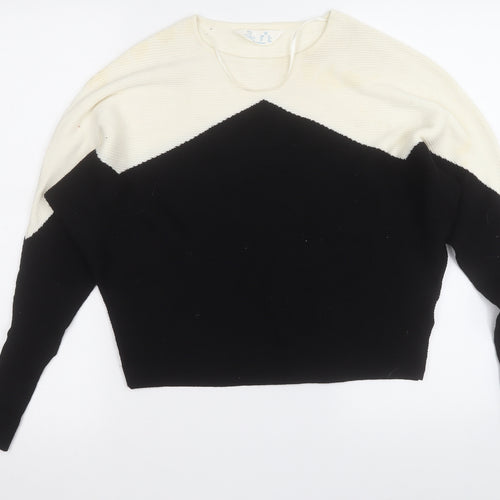 Primark Womens Black Round Neck  Viscose Pullover Jumper Size 6