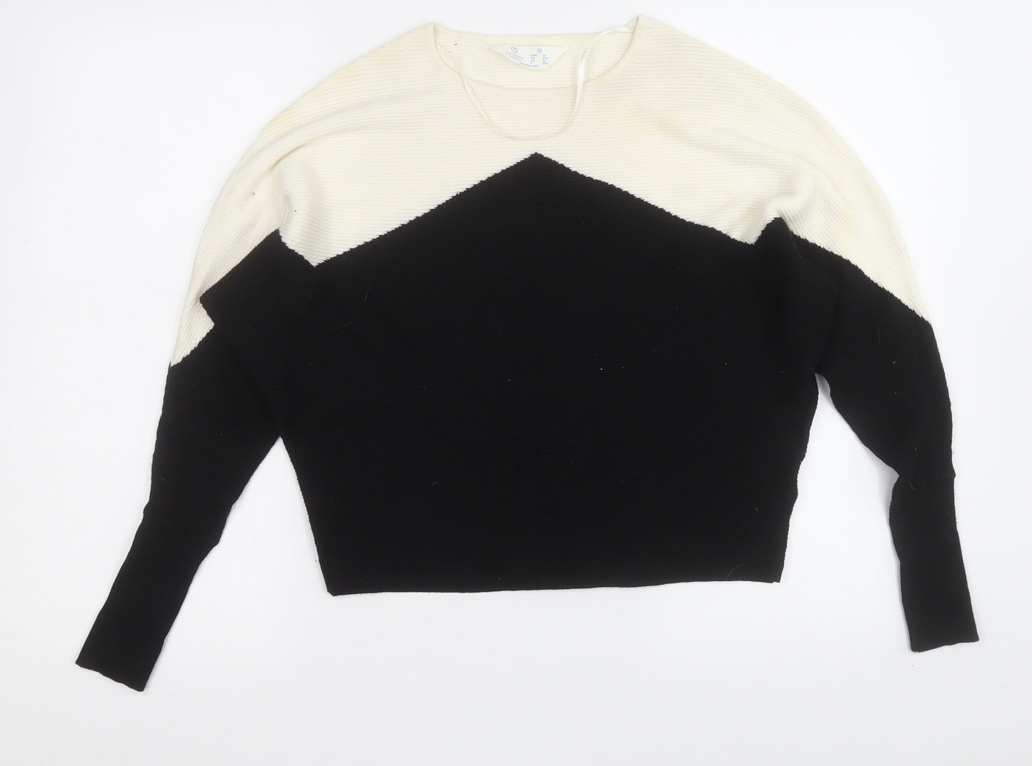 Primark Womens Black Round Neck  Viscose Pullover Jumper Size 6