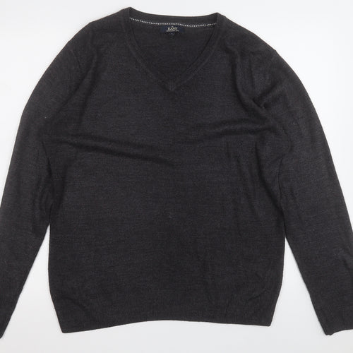 Easy Mens Grey Round Neck  Acrylic Pullover Jumper Size L