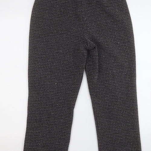 Preworn Womens Black Herringbone Polyester Dress Pants Trousers Size 10 L24 in Regular