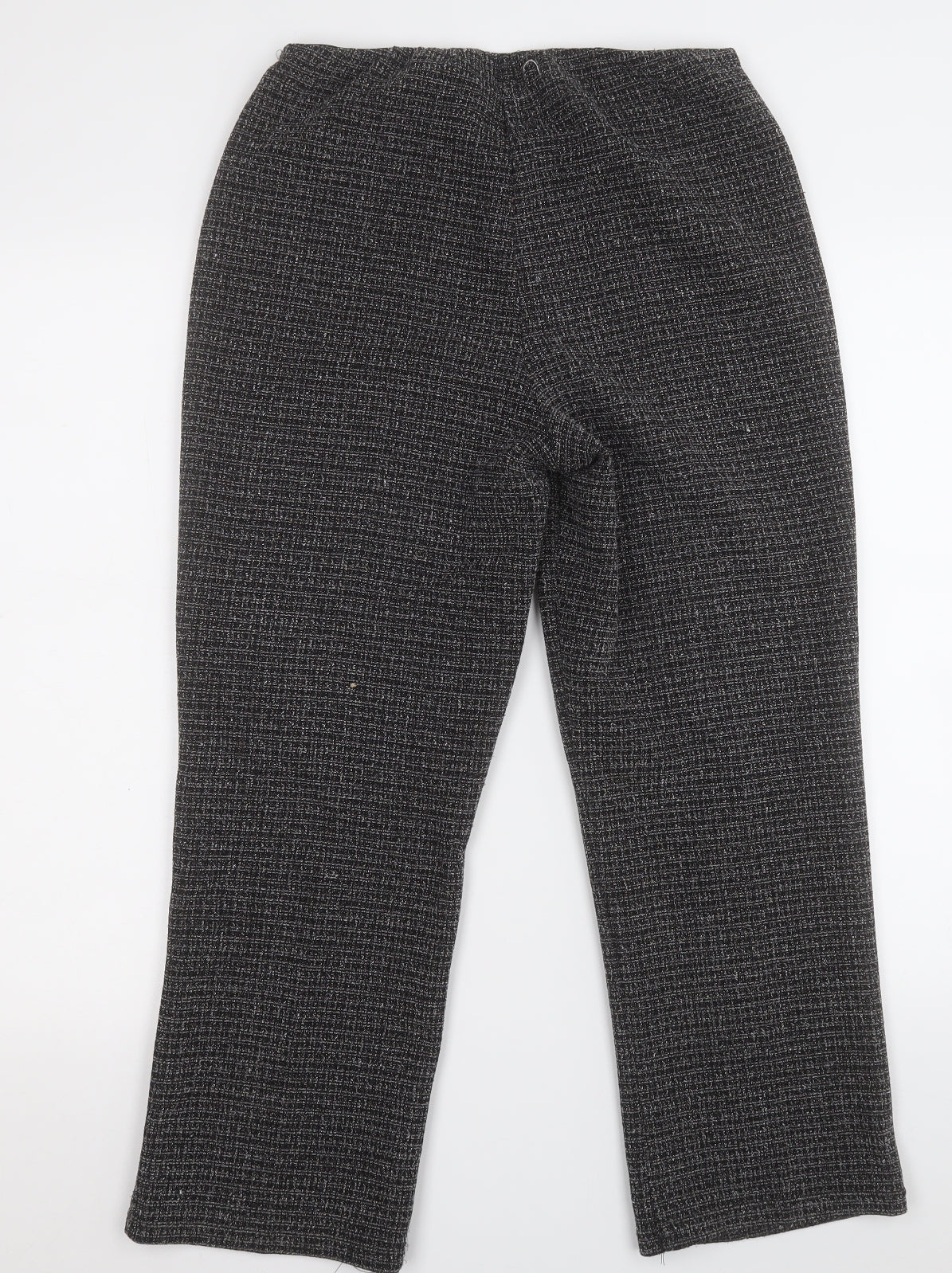 Preworn Womens Black Herringbone Polyester Dress Pants Trousers Size 10 L24 in Regular
