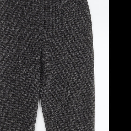 Preworn Womens Black Herringbone Polyester Dress Pants Trousers Size 10 L24 in Regular