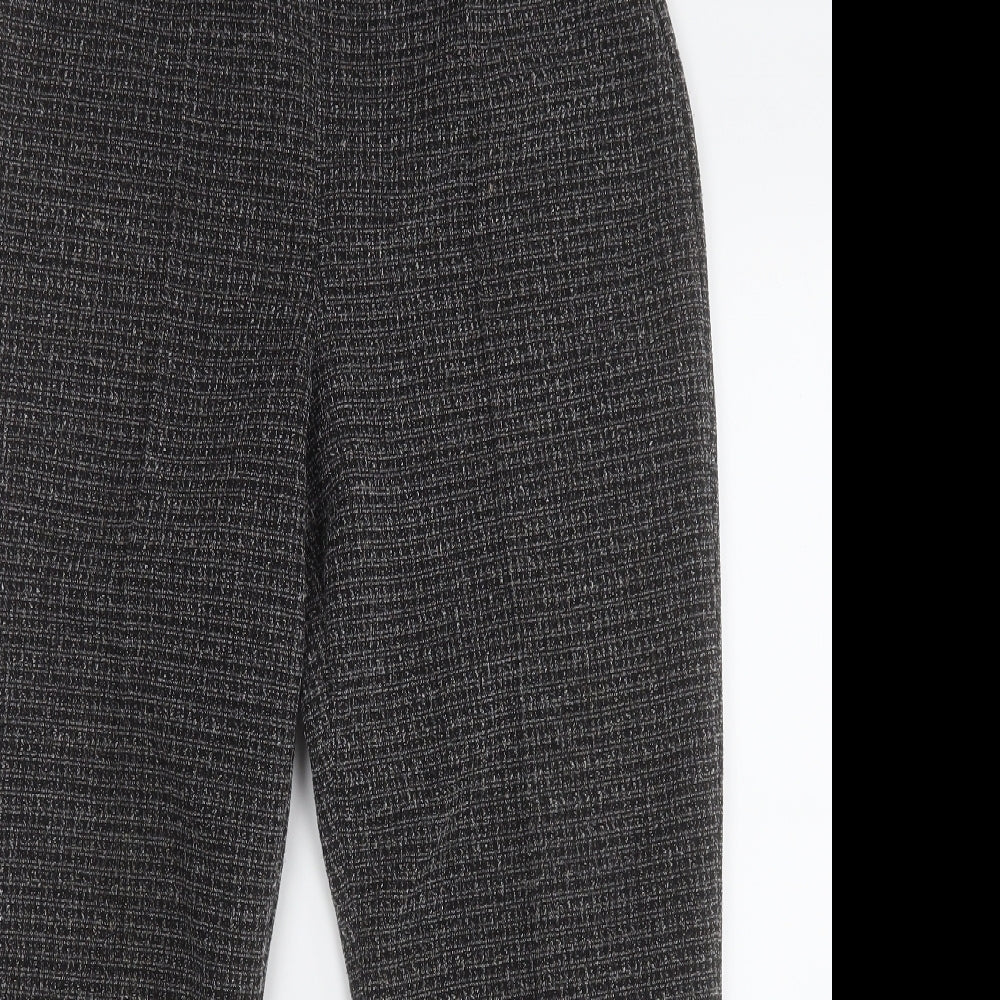 Preworn Womens Black Herringbone Polyester Dress Pants Trousers Size 10 L24 in Regular