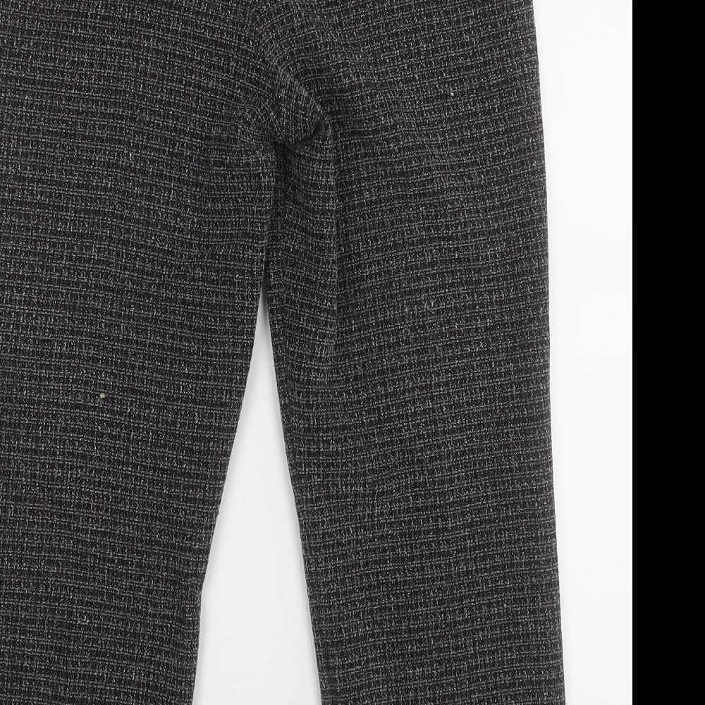 Preworn Womens Black Herringbone Polyester Dress Pants Trousers Size 10 L24 in Regular
