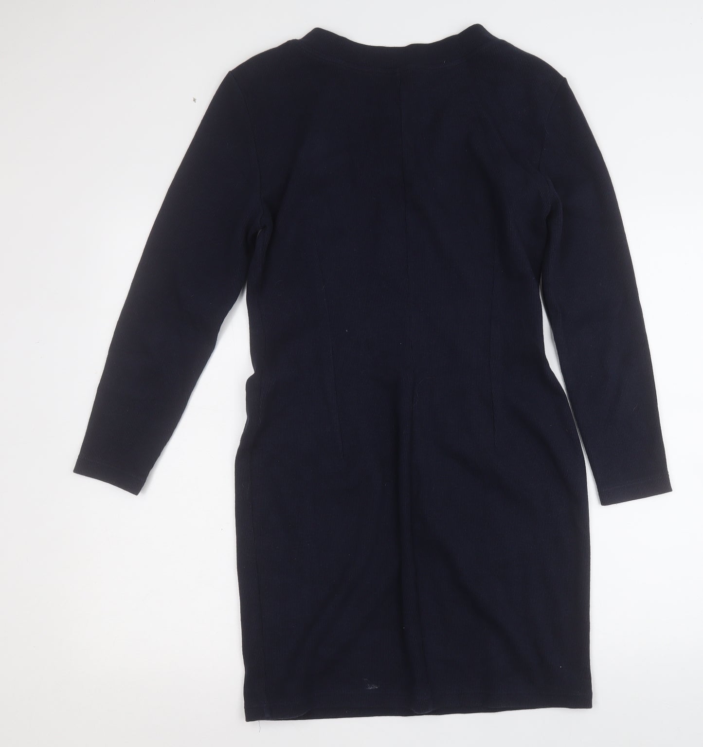 St Michael Womens Blue  Polyester Jumper Dress  Size 12  Round Neck Button