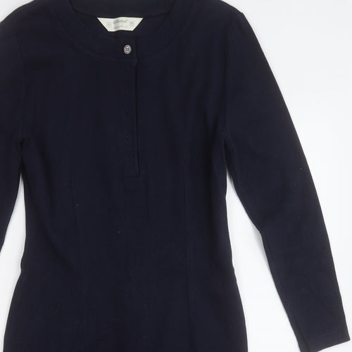St Michael Womens Blue  Polyester Jumper Dress  Size 12  Round Neck Button
