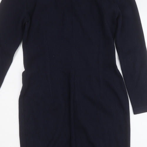 St Michael Womens Blue  Polyester Jumper Dress  Size 12  Round Neck Button