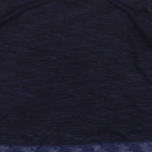 Preworn Womens Blue Round Neck Geometric Acrylic Pullover Jumper Size M