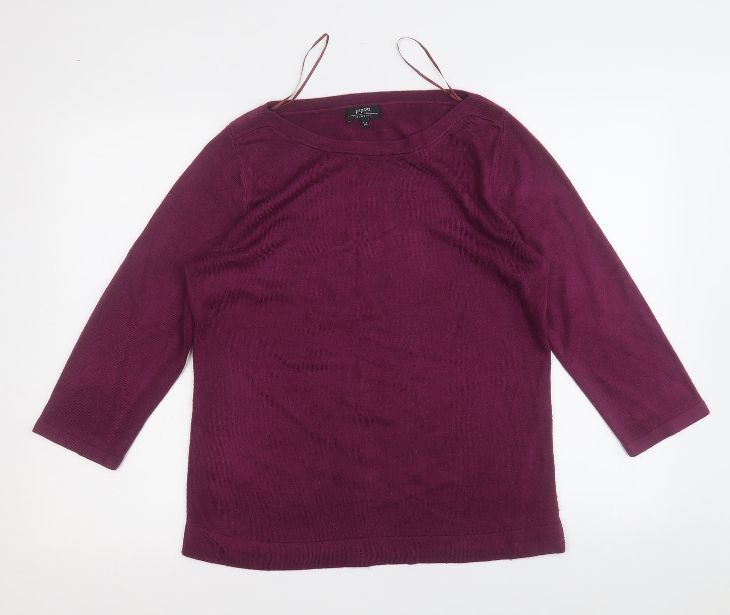 Papaya Womens Purple Round Neck  Acrylic Pullover Jumper Size 14