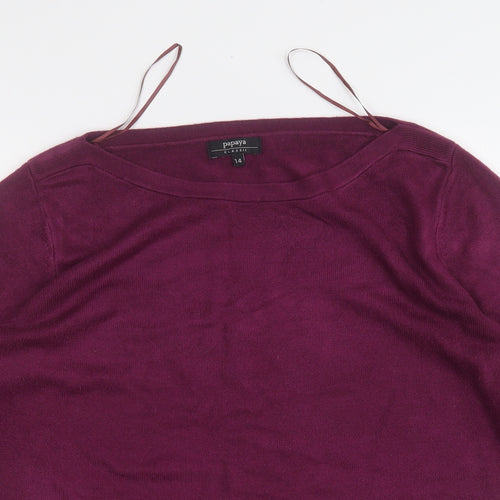 Papaya Womens Purple Round Neck  Acrylic Pullover Jumper Size 14